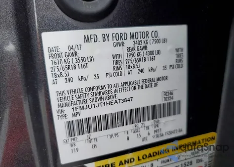 2017 Ford Expedition Xlt z USA, uszkodzony, nr VIN 1FMJU1JT1HEA73847